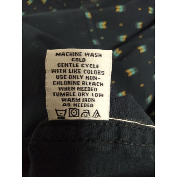 MBX Premium Goods Blue Yellow Arrow Print Casual Button-Down Short Sleeved Shirt - Picture 8 of 8